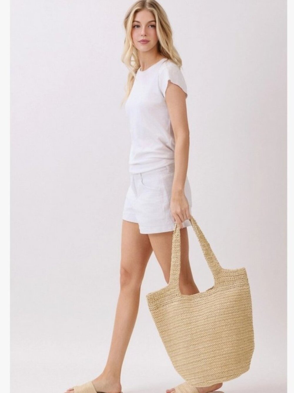 Beige Handmade Straw Tote Bag - Picture 7 of 9